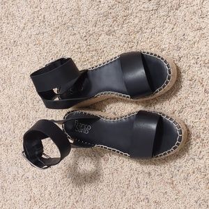 Franco Sarto Black Ankle Strap Espadrille Sandals size 9